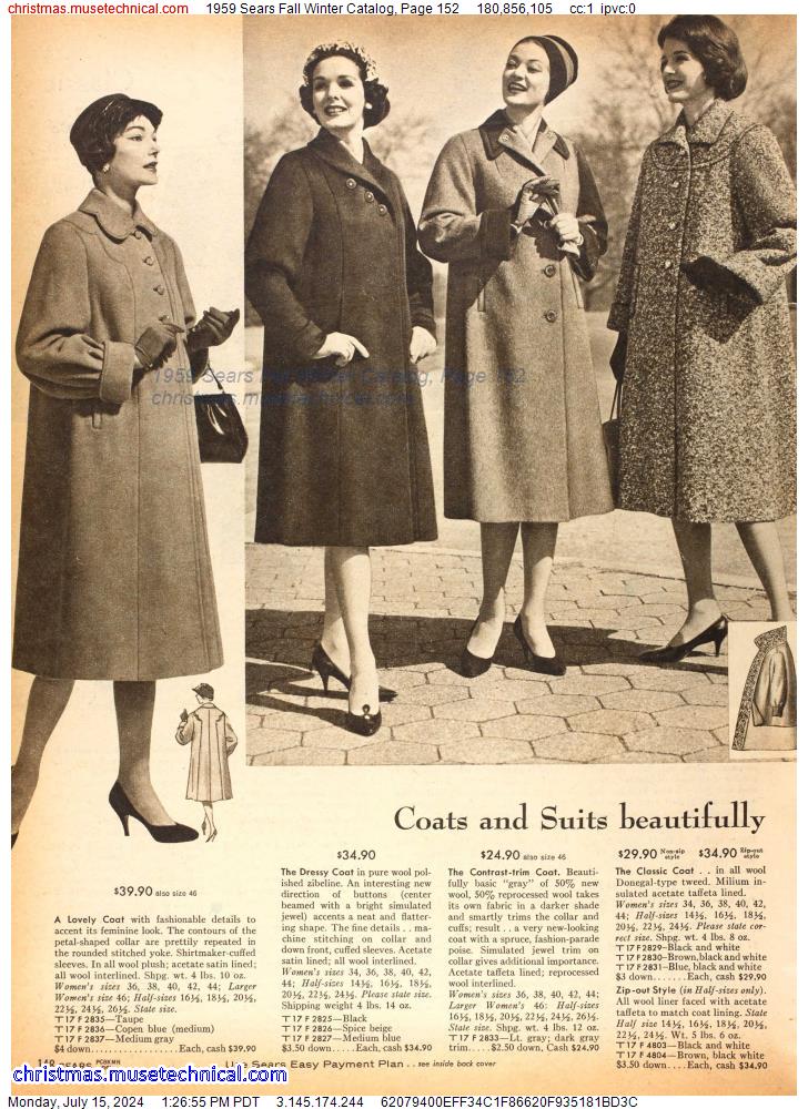1959 Sears Fall Winter Catalog, Page 152