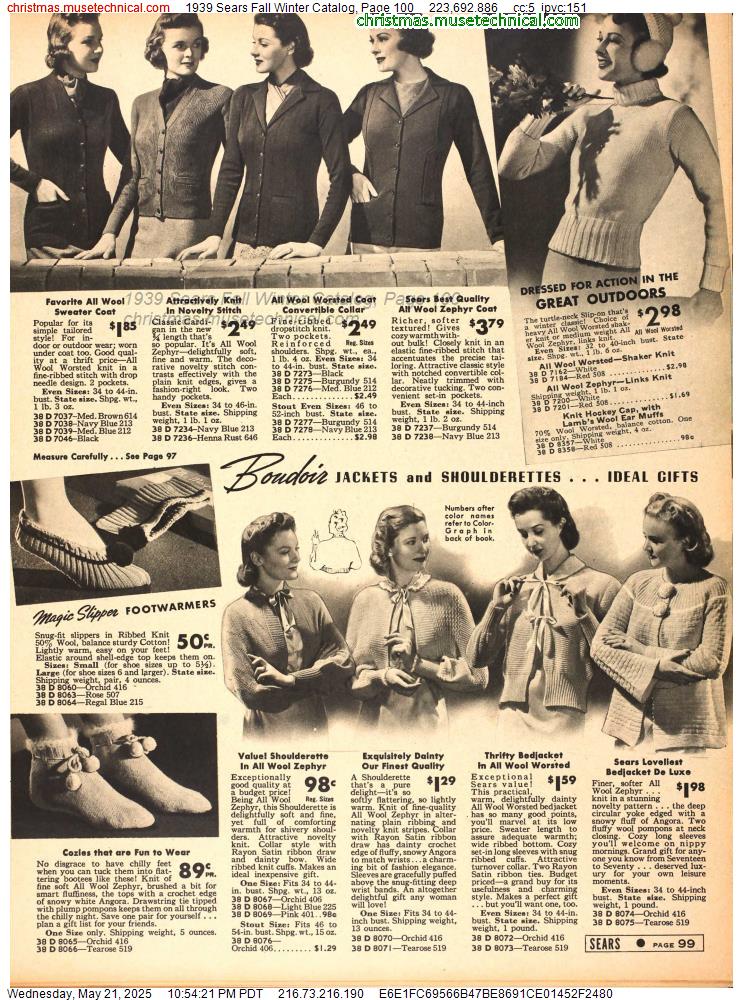 1939 Sears Fall Winter Catalog, Page 100