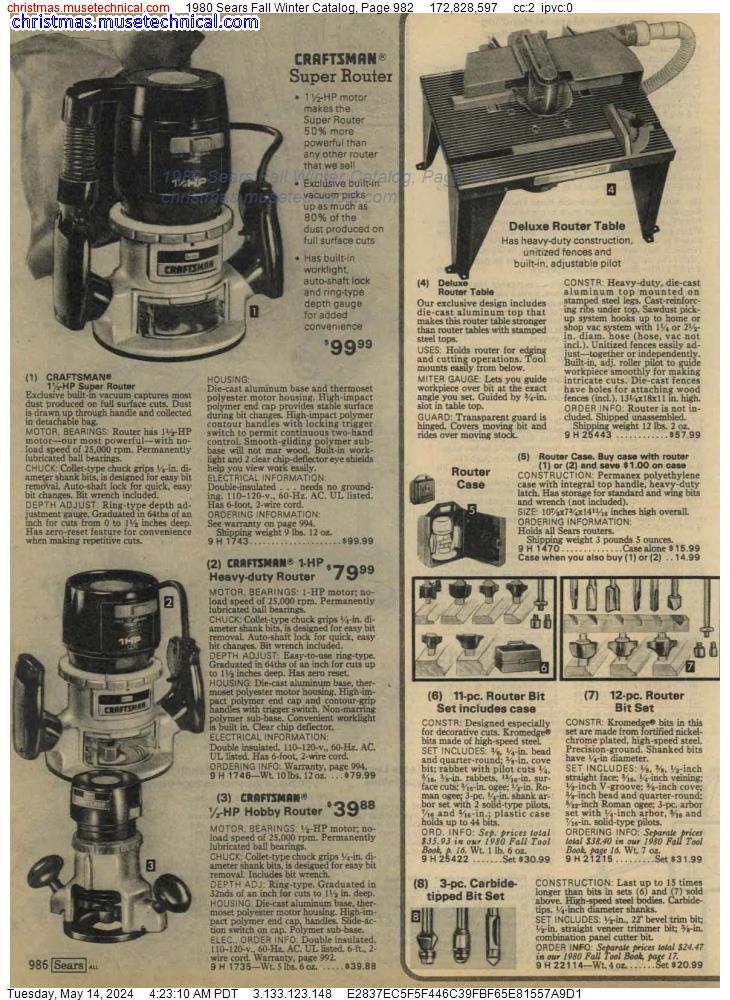 1980 Sears Fall Winter Catalog, Page 982