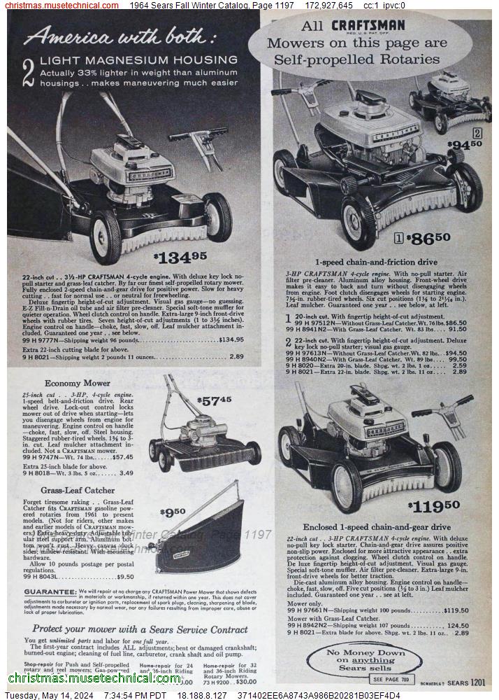 1964 Sears Fall Winter Catalog, Page 1197