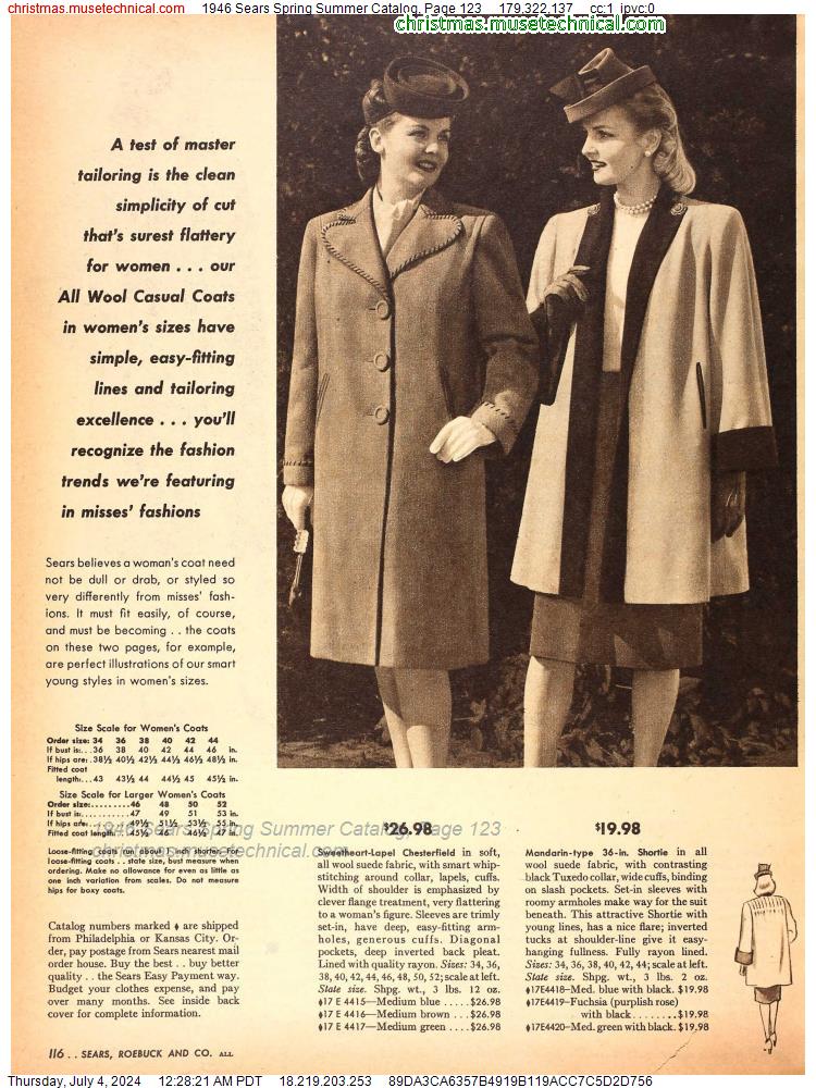 1946 Sears Spring Summer Catalog, Page 123