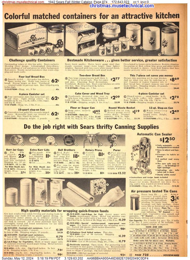 1942 Sears Fall Winter Catalog, Page 874