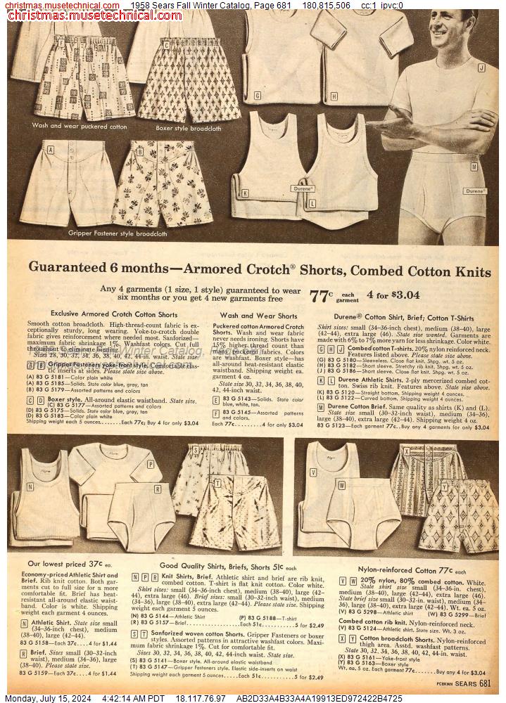 1958 Sears Fall Winter Catalog, Page 681