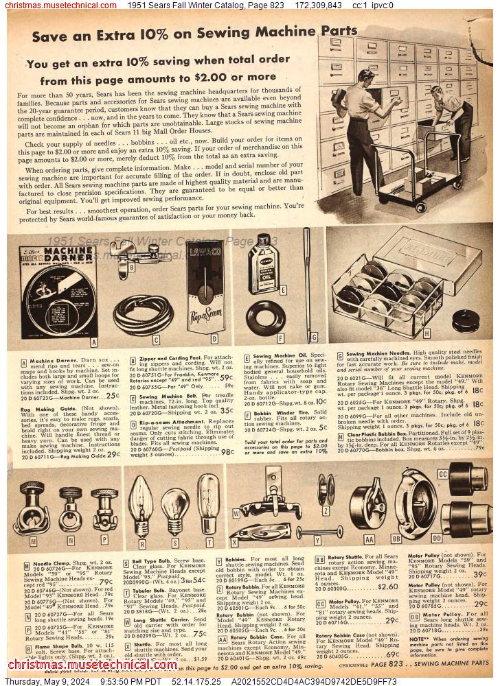 1951 Sears Fall Winter Catalog, Page 823