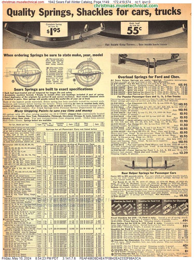 1942 Sears Fall Winter Catalog, Page 1149