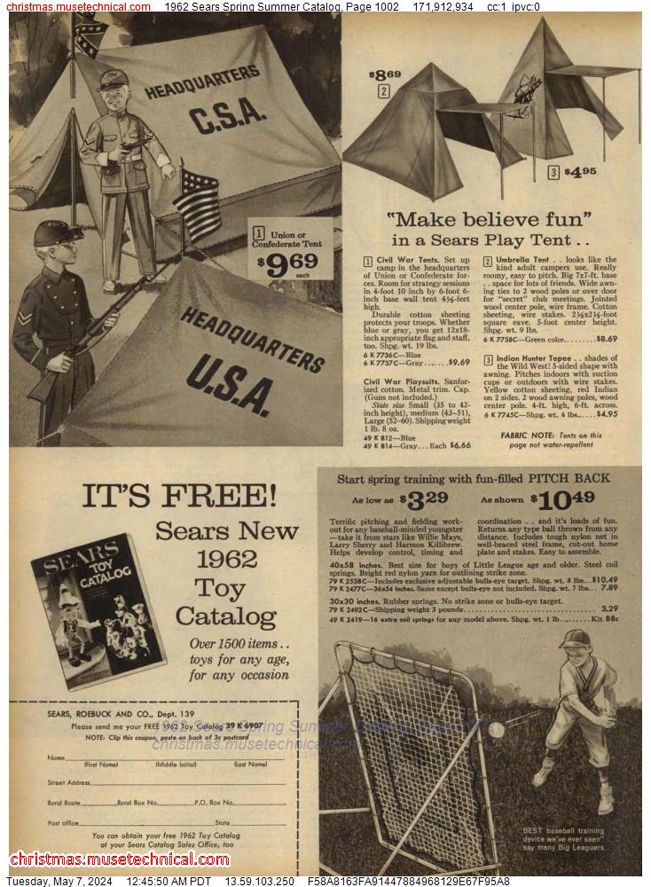 1962 Sears Spring Summer Catalog, Page 1002