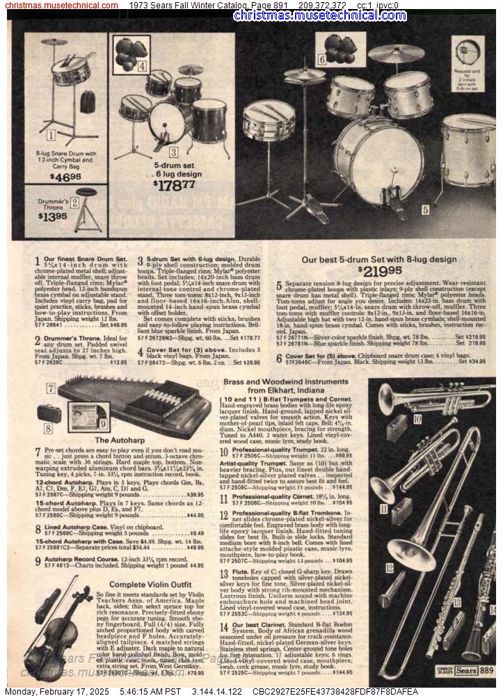 1973 Sears Fall Winter Catalog, Page 891