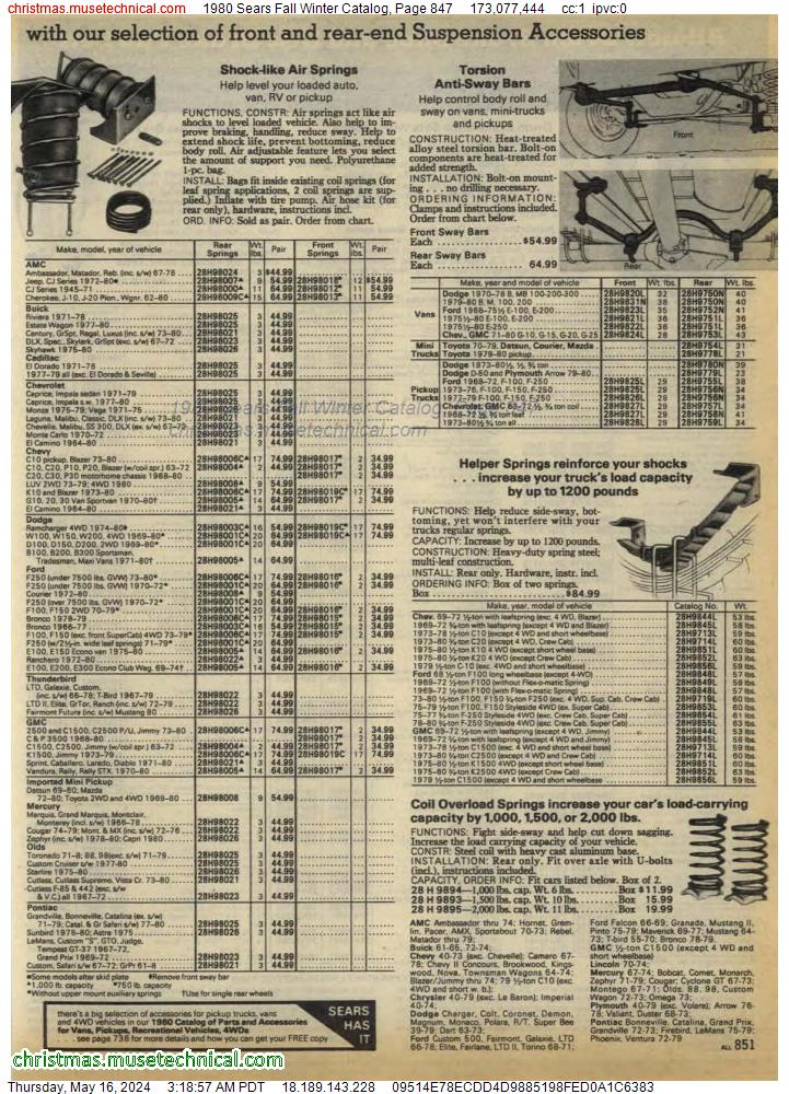 1980 Sears Fall Winter Catalog, Page 847