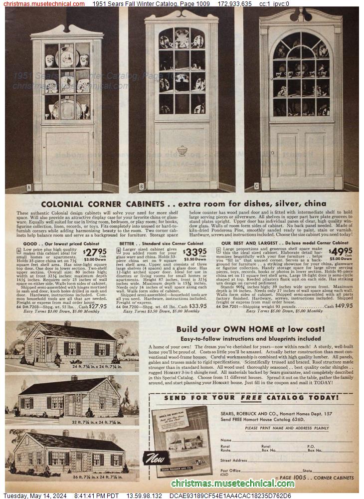1951 Sears Fall Winter Catalog, Page 1009