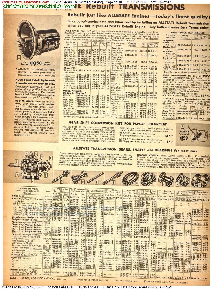 1951 Sears Fall Winter Catalog, Page 1130