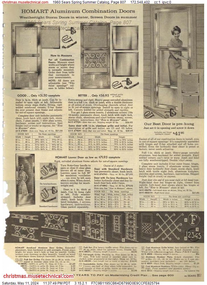 1960 Sears Spring Summer Catalog, Page 807