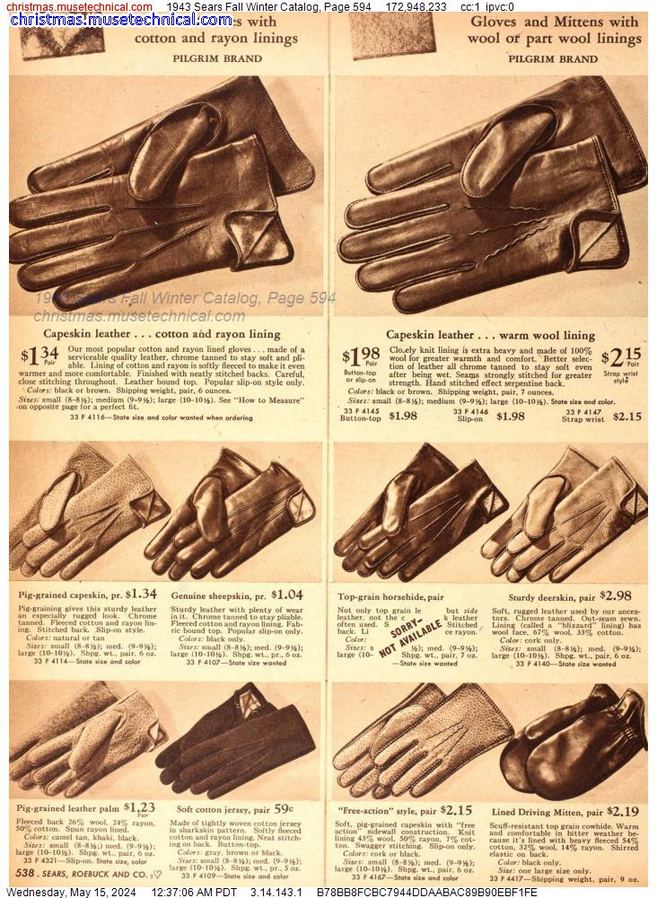 1943 Sears Fall Winter Catalog, Page 594
