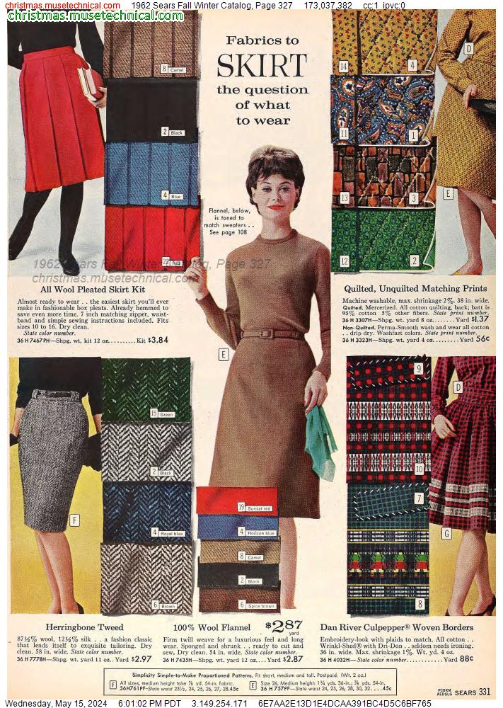 1962 Sears Fall Winter Catalog, Page 327