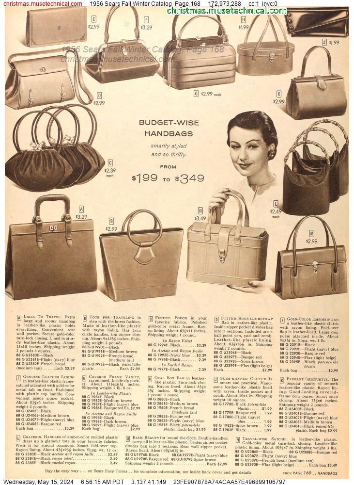 1956 Sears Fall Winter Catalog, Page 168