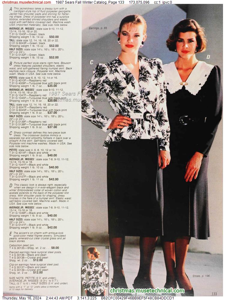 1987 Sears Fall Winter Catalog, Page 133