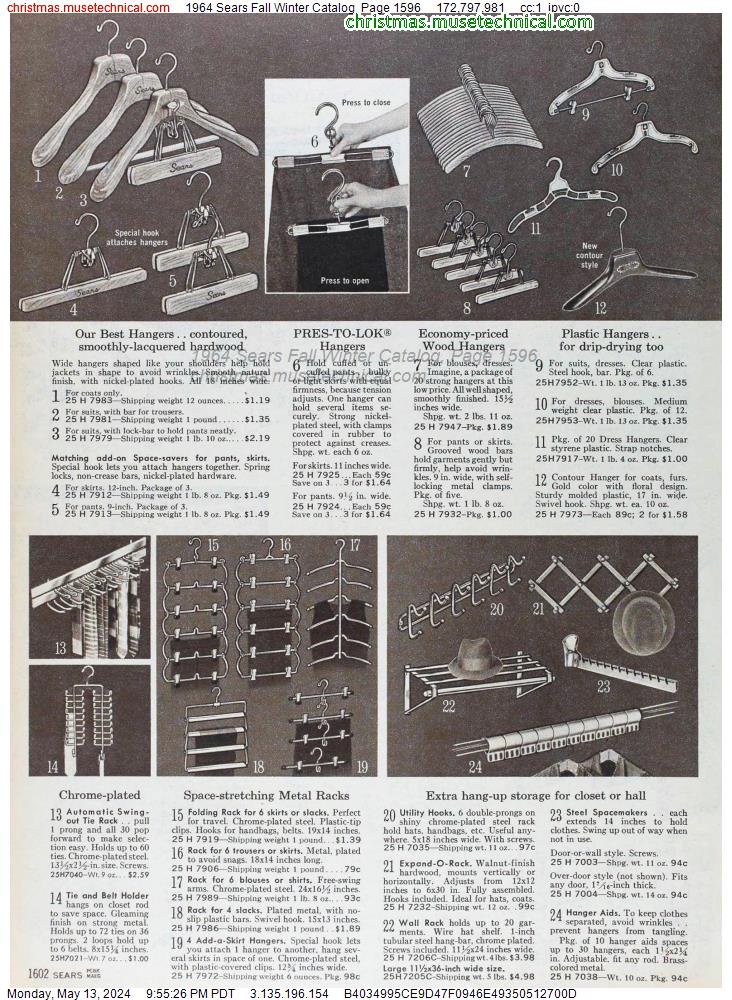 1964 Sears Fall Winter Catalog, Page 1596