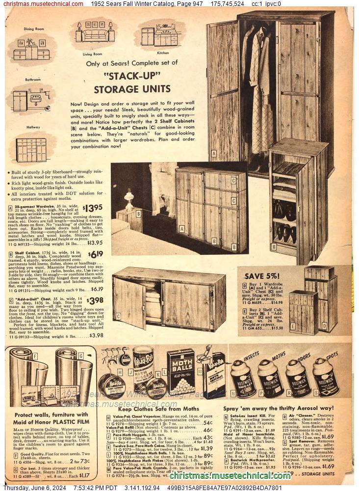 1952 Sears Fall Winter Catalog, Page 947