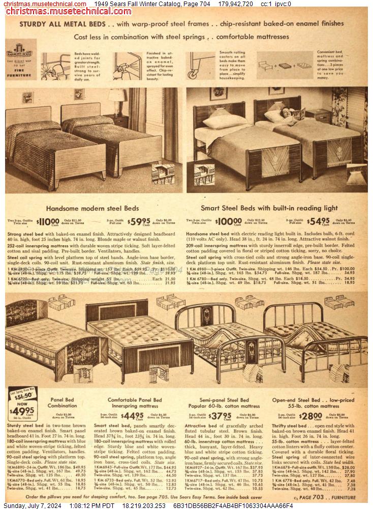 1949 Sears Fall Winter Catalog, Page 704