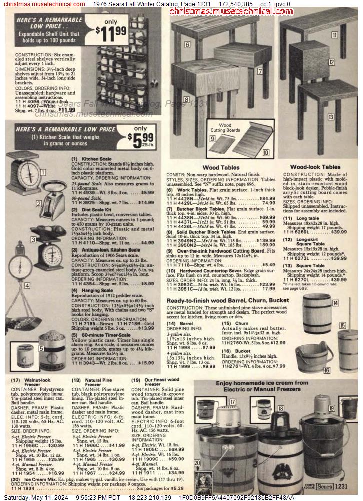 1976 Sears Fall Winter Catalog, Page 1231