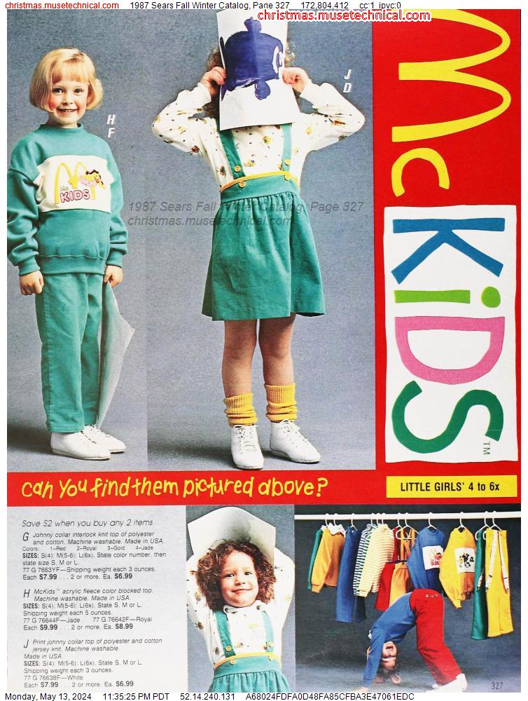 1987 Sears Fall Winter Catalog, Page 327