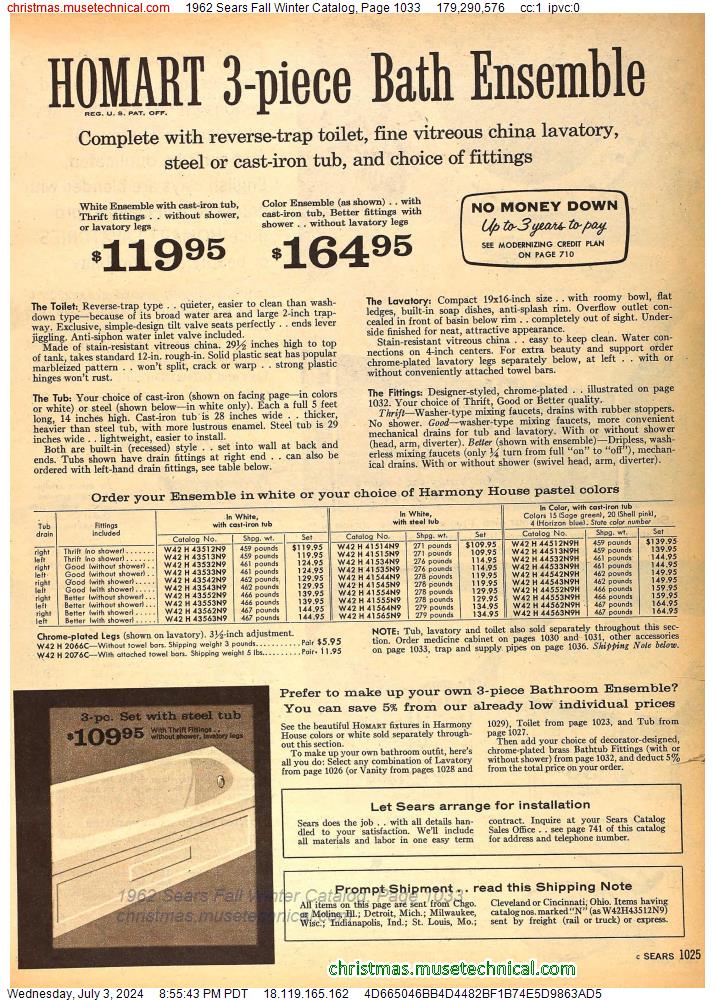 1962 Sears Fall Winter Catalog, Page 1033