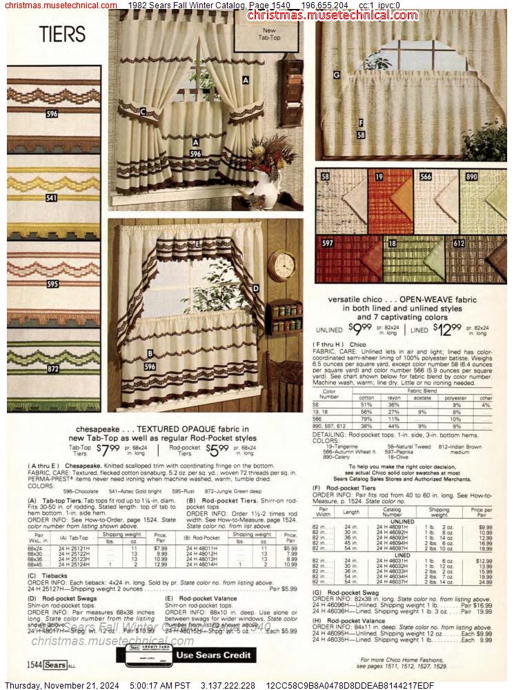 1982 Sears Fall Winter Catalog, Page 1540