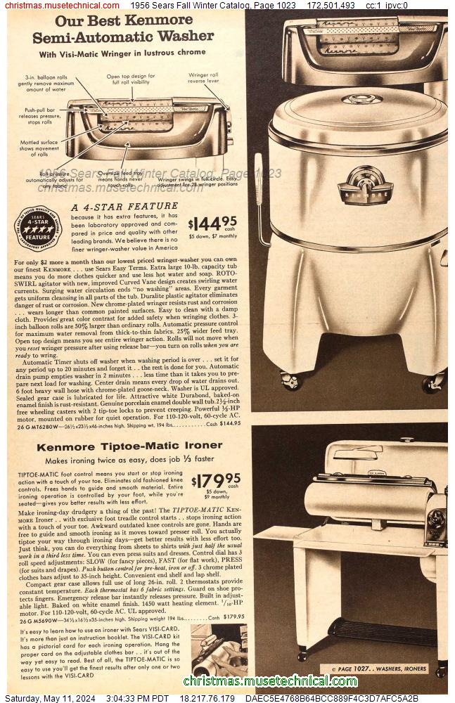 1956 Sears Fall Winter Catalog, Page 1023