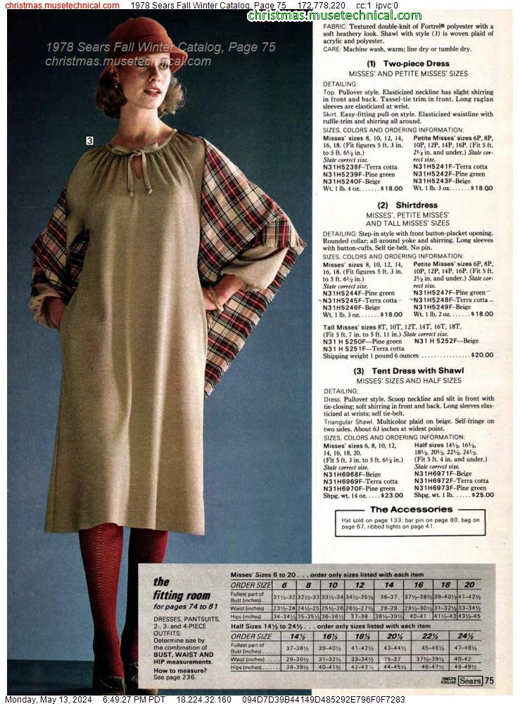 1978 Sears Fall Winter Catalog, Page 75