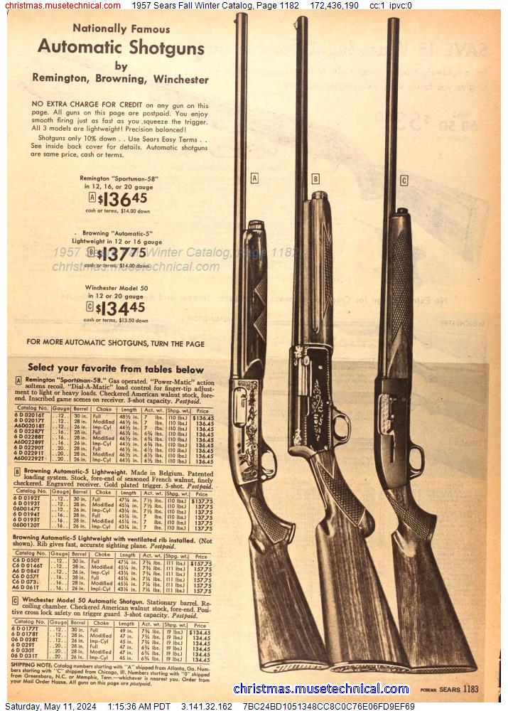 1957 Sears Fall Winter Catalog, Page 1182