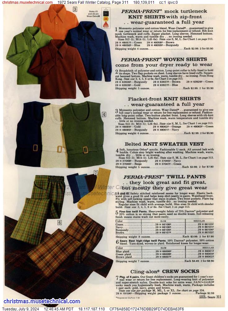 1972 Sears Fall Winter Catalog, Page 311