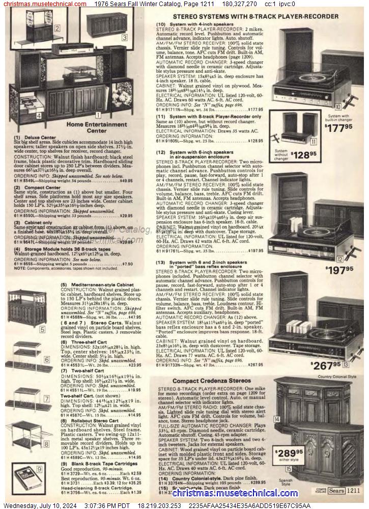 1976 Sears Fall Winter Catalog, Page 1211