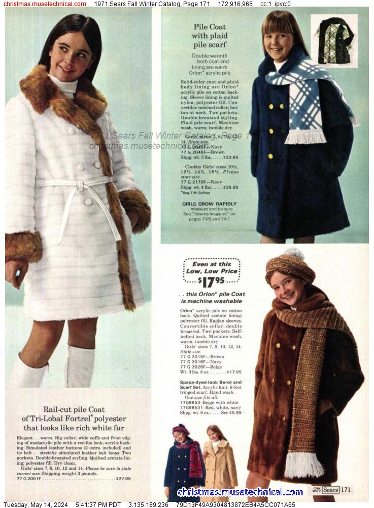 1971 Sears Fall Winter Catalog, Page 171