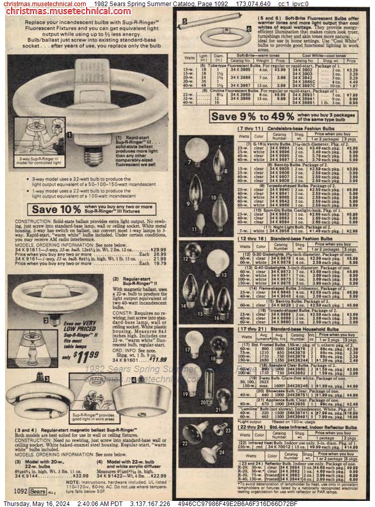 1982 Sears Spring Summer Catalog, Page 1092