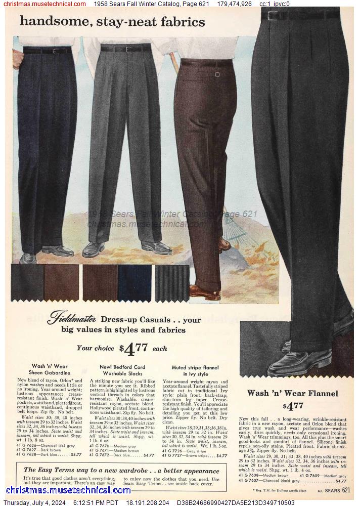 1958 Sears Fall Winter Catalog, Page 621