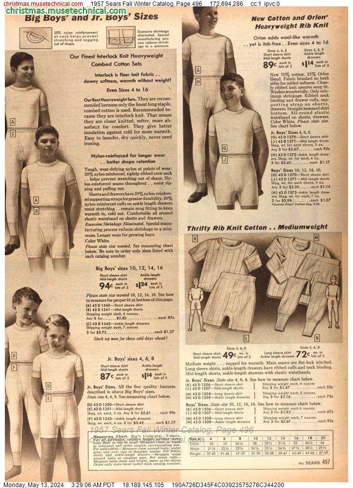 1957 Sears Fall Winter Catalog, Page 496