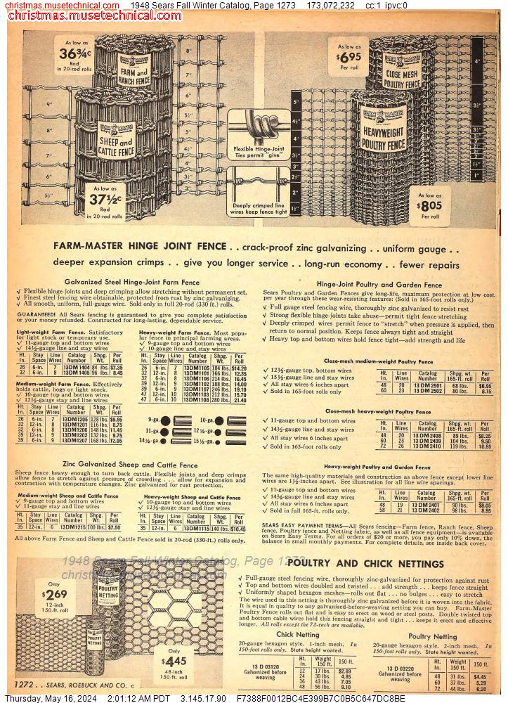 1948 Sears Fall Winter Catalog, Page 1273