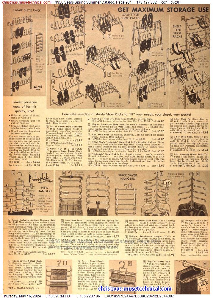 1956 Sears Spring Summer Catalog, Page 931