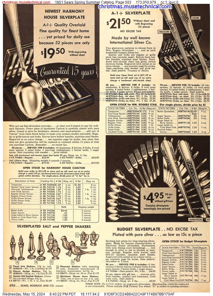 1951 Sears Spring Summer Catalog, Page 503