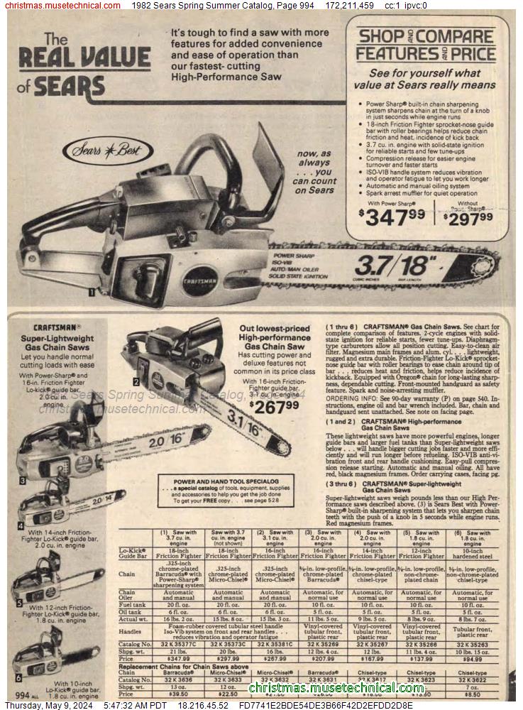 1982 Sears Spring Summer Catalog, Page 994