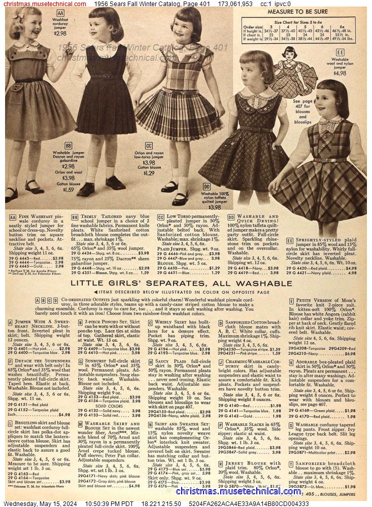 1956 Sears Fall Winter Catalog, Page 401