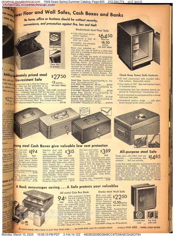 1948 Sears Spring Summer Catalog, Page 605