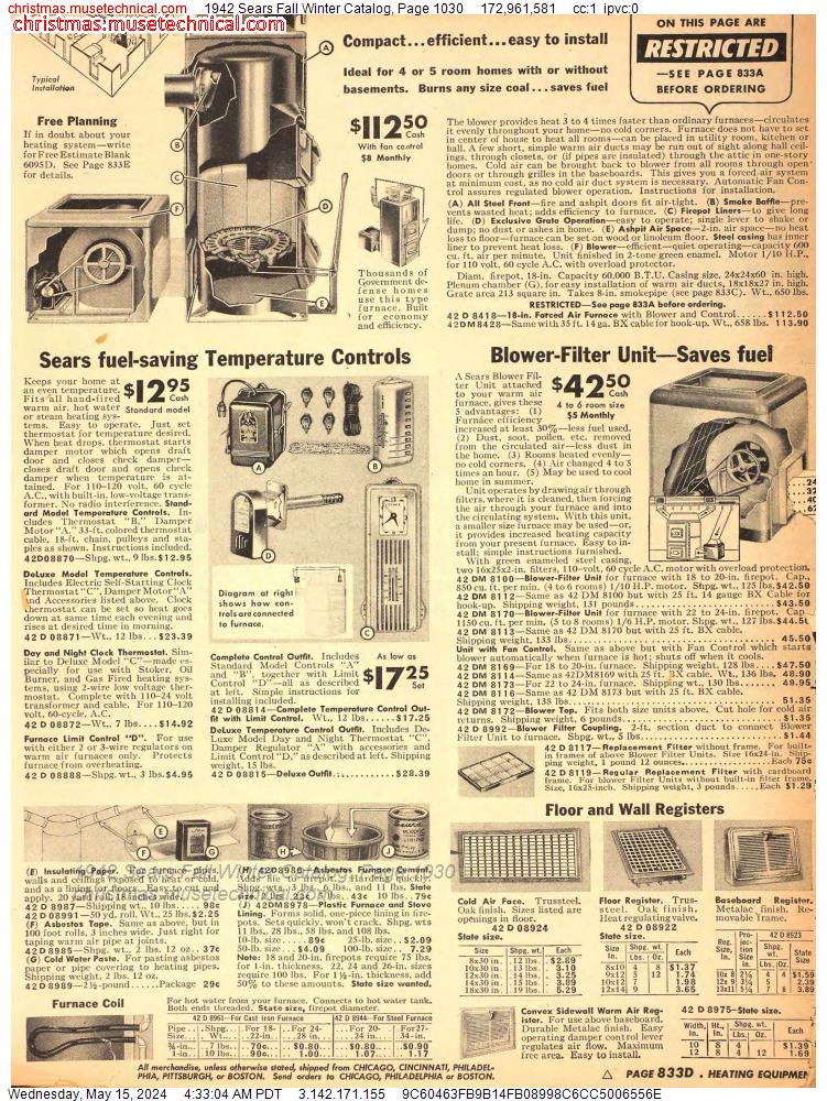 1942 Sears Fall Winter Catalog, Page 1030