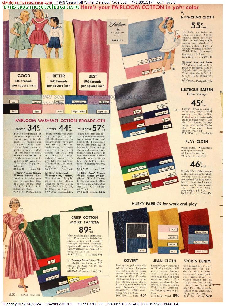 1949 Sears Fall Winter Catalog, Page 552