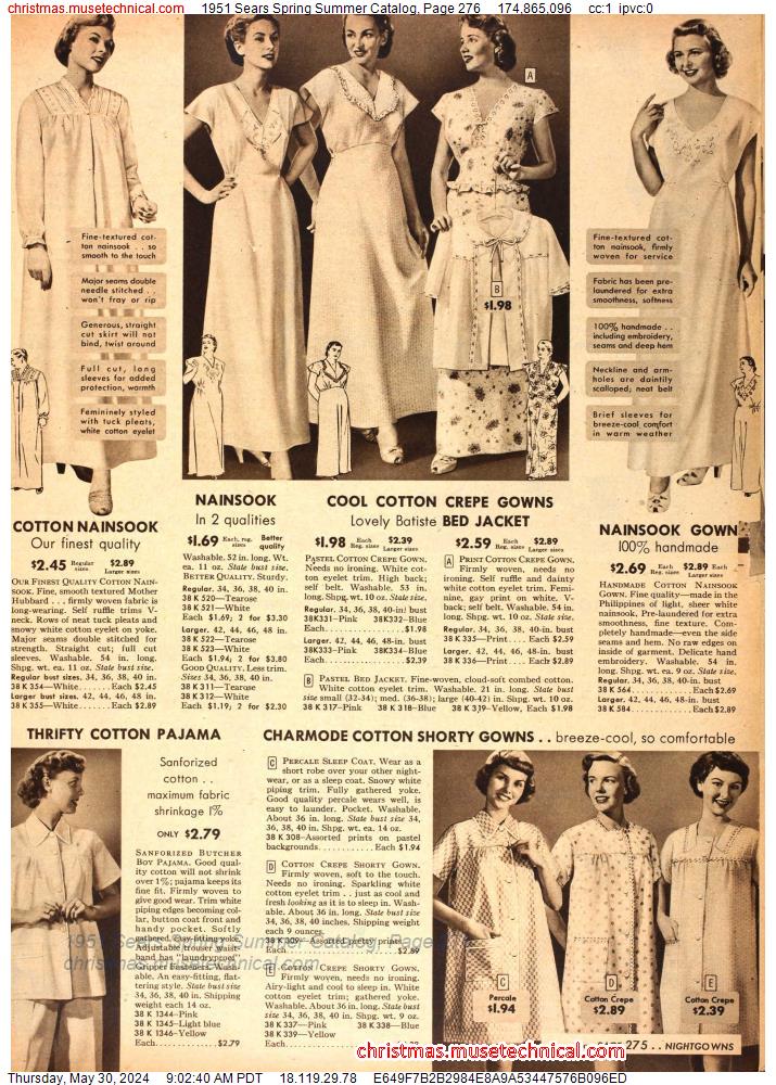 1951 Sears Spring Summer Catalog, Page 276