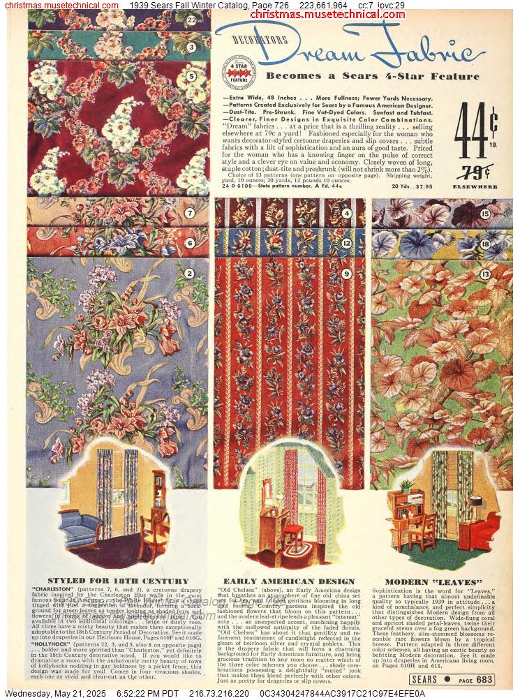 1939 Sears Fall Winter Catalog, Page 726