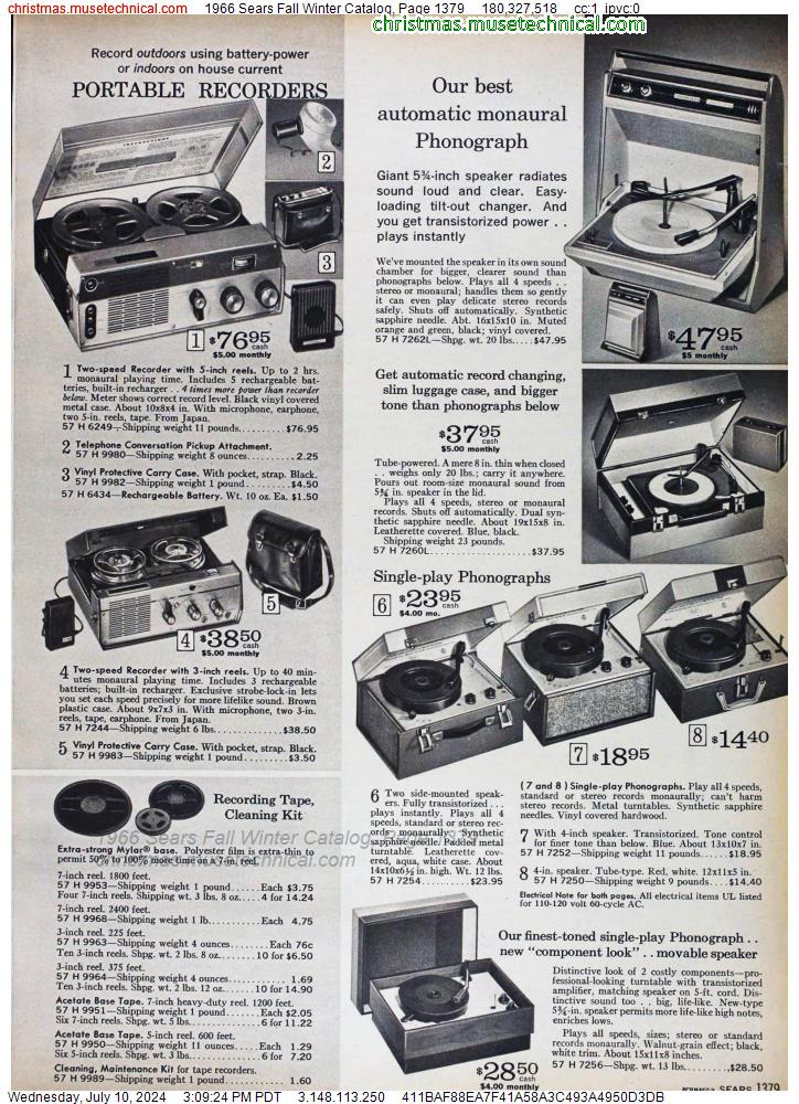 1966 Sears Fall Winter Catalog, Page 1379