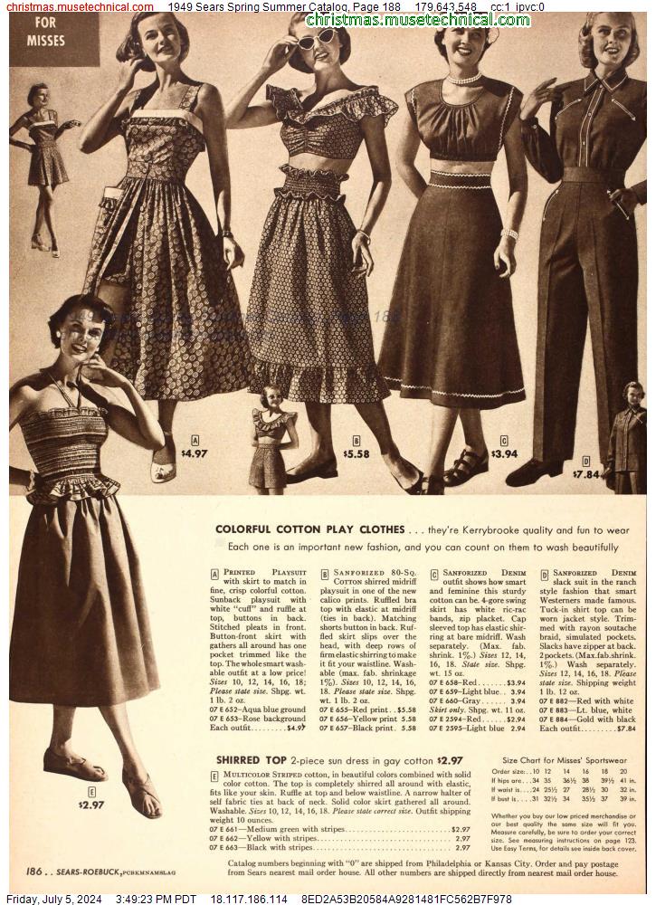 1949 Sears Spring Summer Catalog, Page 188