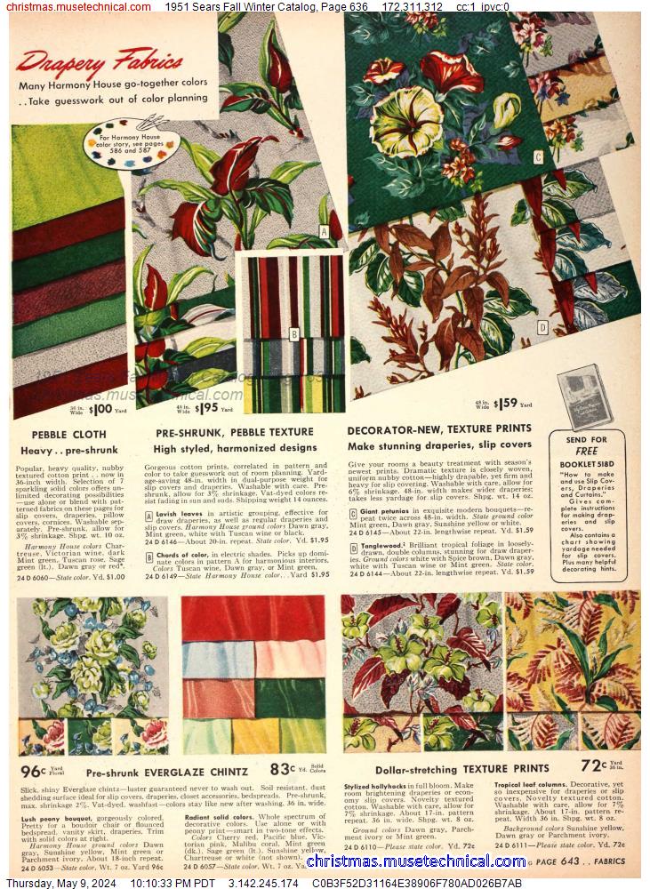 1951 Sears Fall Winter Catalog, Page 636