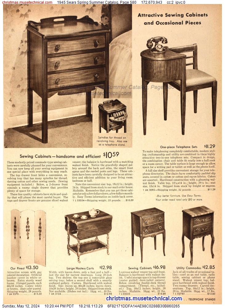 1945 Sears Spring Summer Catalog, Page 580