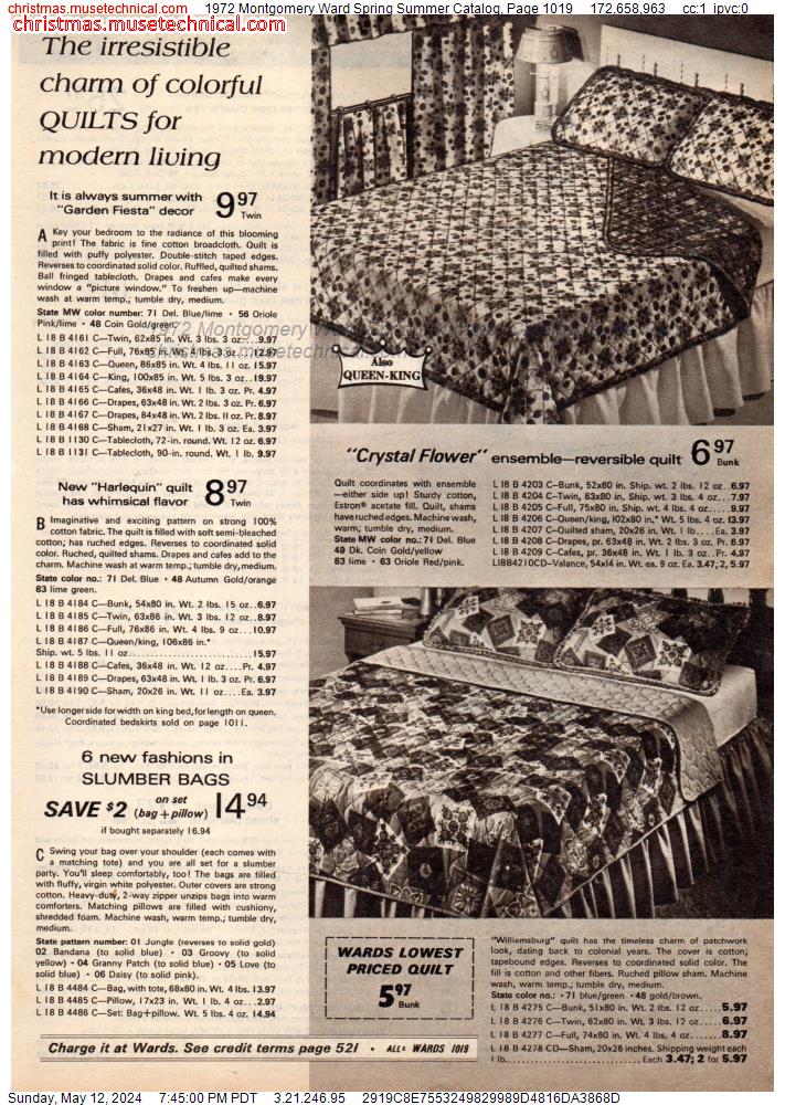 1972 Montgomery Ward Spring Summer Catalog, Page 1019